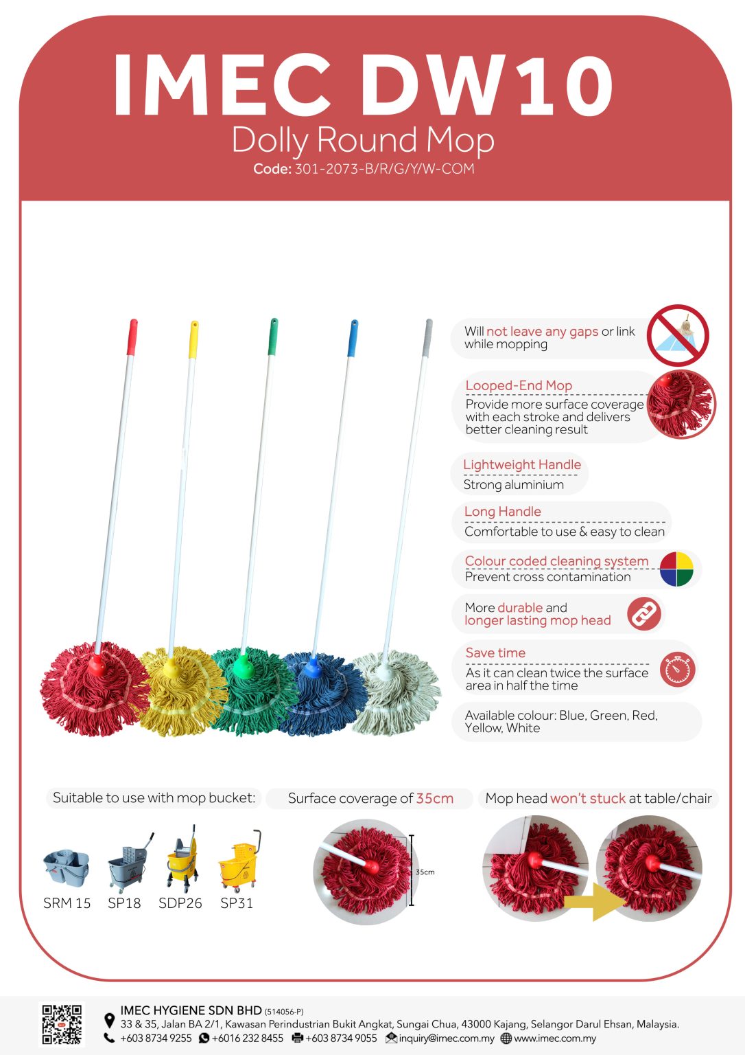 IMEC DW10 Dolly Round Looped Mop iMEC HQ