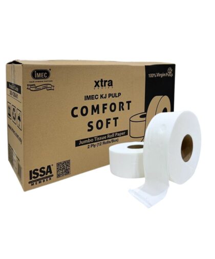 IMEC XTRA KJ Pulp 2-Ply Comfort Soft Virgin Pulp Jumbo Tissue Roll Paper (12 Rolls/Box)