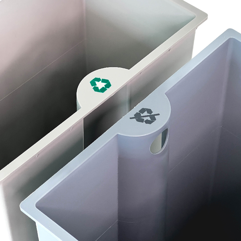 IMEC RB18R Double Layer Recycle Room Leather Bin 18L (9L+9L) | 2 Compartment Recycling Bin - Image 2